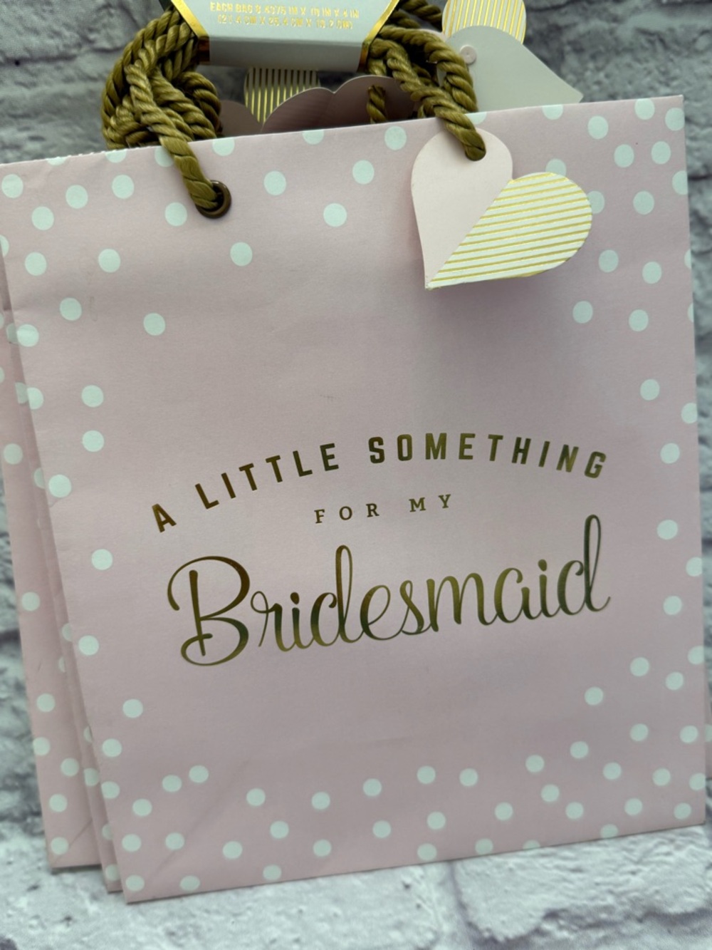 Bridesmaid Gift Bag in Blush Pink - Elegant Polka Dot gold Tote (6 bags)